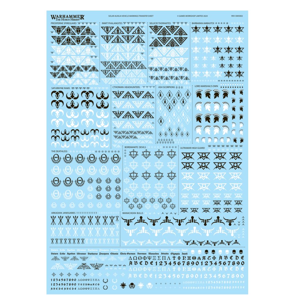 Warhammer: The Horus Heresy – Solar Auxilia Vehicle Markings Transfer Sheet